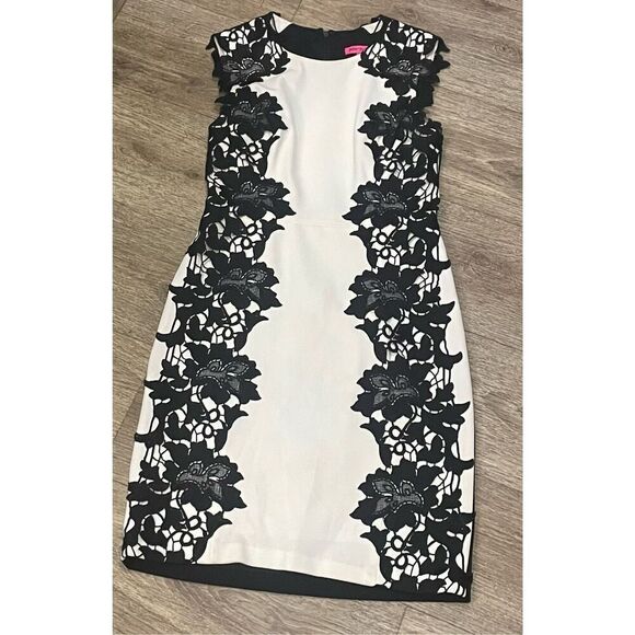Betsey Johnson Black Lace White Dress 4 - Picture 1 of 10